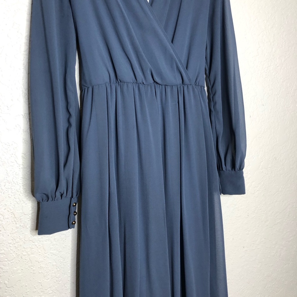 Baltic Born Lydia blue v neckline long sleeve maxi dress size Large NWT - Picture 4 of 16